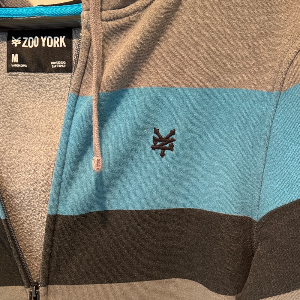 Zoo York Gray and Blue Zip-Up Sweater - Picture 4 of 5